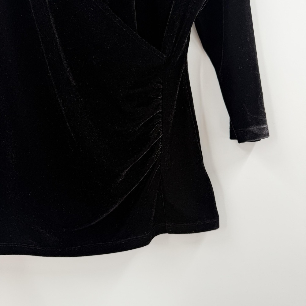 Soft Surroundings Shirt Womens Medium Black Velvet Tunic Wrap‎ Top Party Holiday - Picture 3 of 11